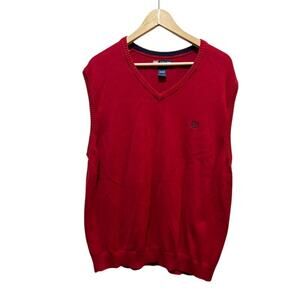 Chaps red sweater vest 100% cotton men's size XXL V neck golf classic preppy